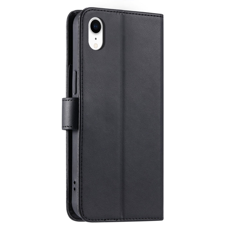 For iPhone XR Ring Buckle Rhombic Leather Phone Case