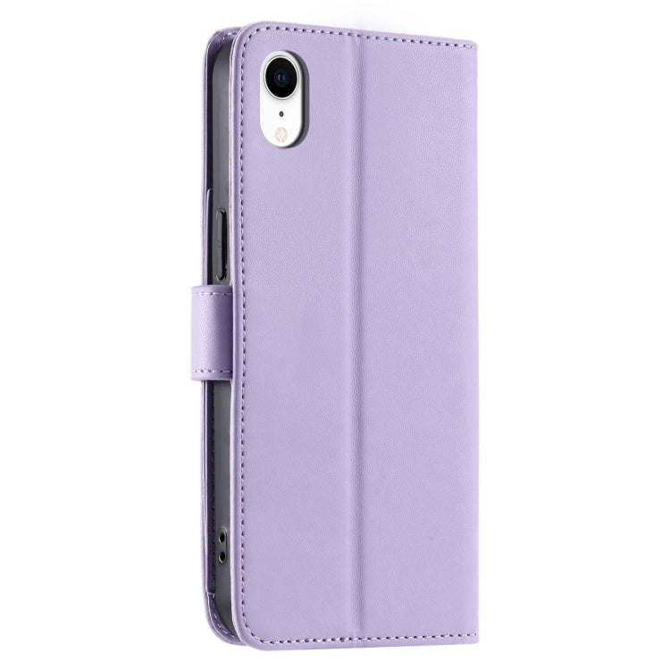 For iPhone XR Ring Buckle Rhombic Leather Phone Case