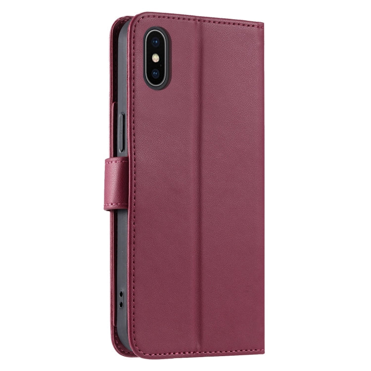 For iPhone XS Max Ring Buckle Rhombic Leather Phone Case