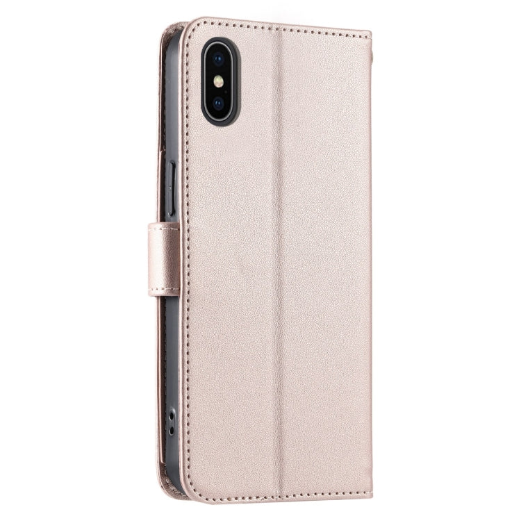 For iPhone XS Max Ring Buckle Rhombic Leather Phone Case