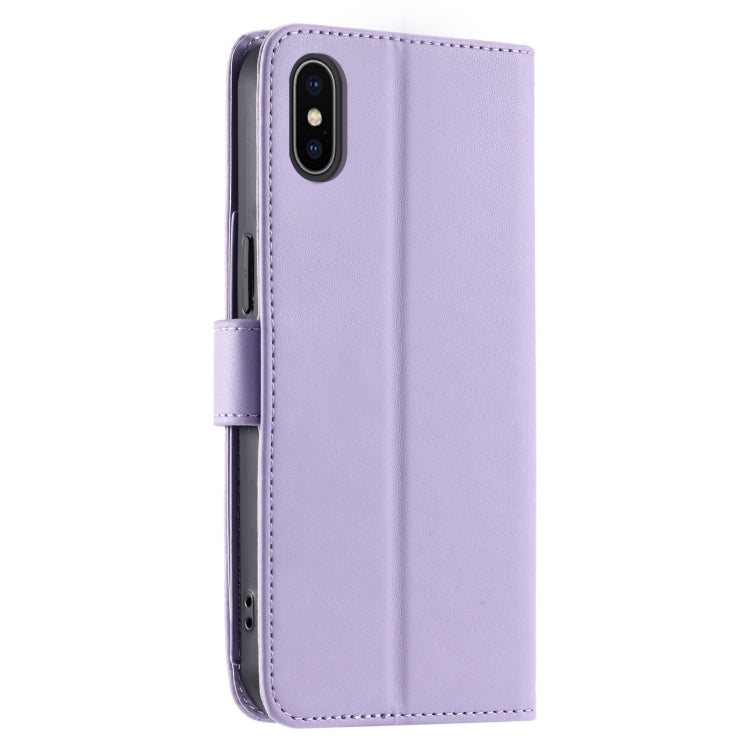 For iPhone XS Max Ring Buckle Rhombic Leather Phone Case