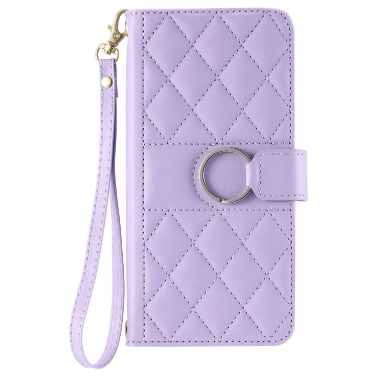 For iPhone 17e / 16e Ring Buckle Rhombic Leather Phone Case