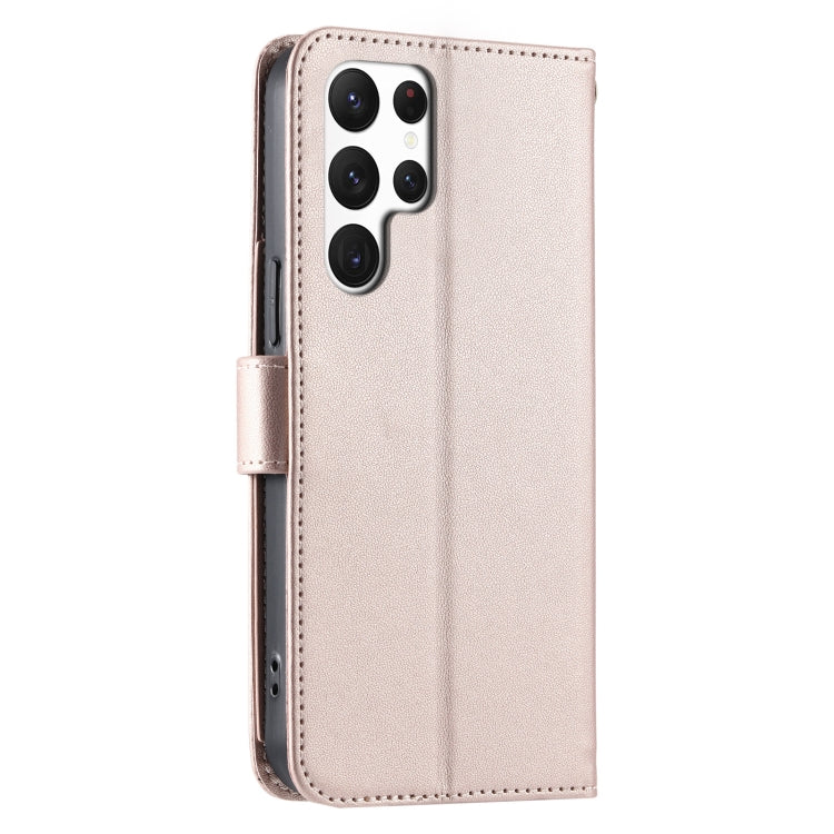 For Samsung Galaxy S22 Ultra 5G Ring Buckle Rhombic Leather Phone Case