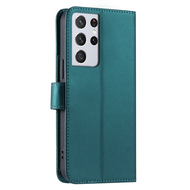 For Samsung Galaxy S21 Ultra 5G Ring Buckle Rhombic Leather Phone Case