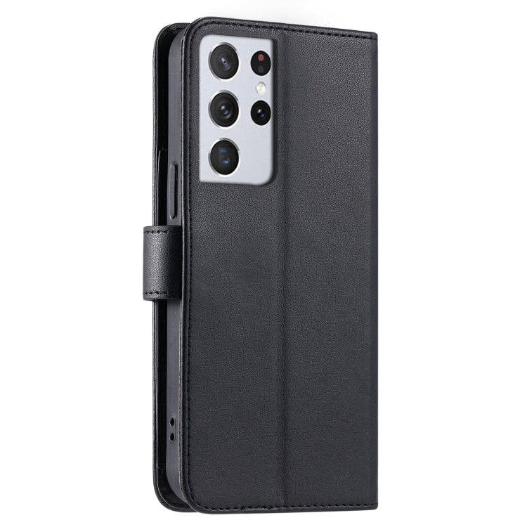 For Samsung Galaxy S21 Ultra 5G Ring Buckle Rhombic Leather Phone Case