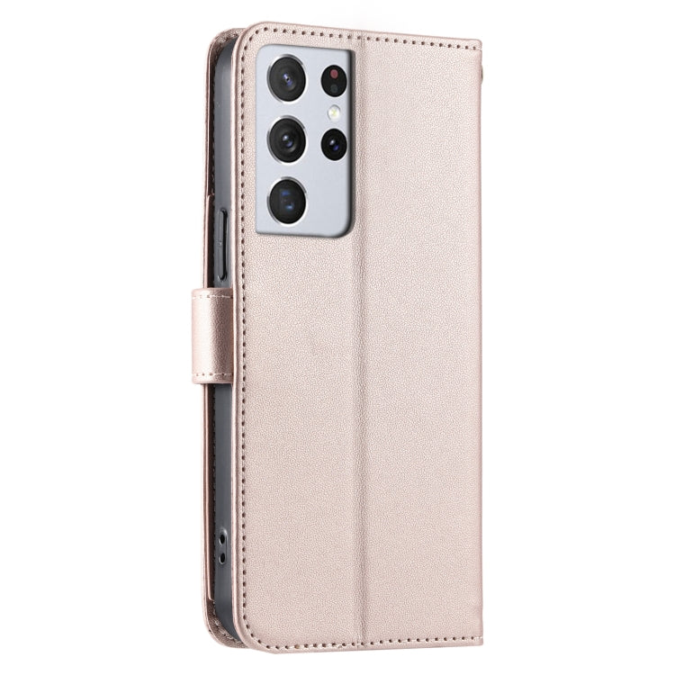 For Samsung Galaxy S21 Ultra 5G Ring Buckle Rhombic Leather Phone Case