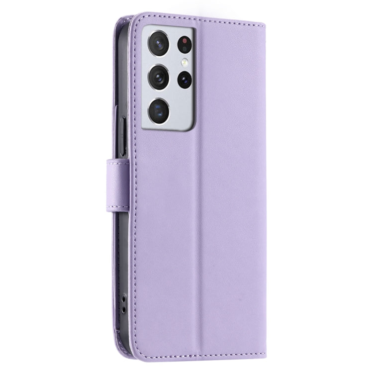 For Samsung Galaxy S21 Ultra 5G Ring Buckle Rhombic Leather Phone Case