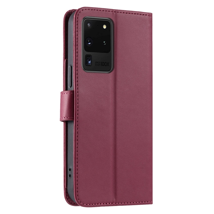 For Samsung Galaxy S20 Ultra Ring Buckle Rhombic Leather Phone Case