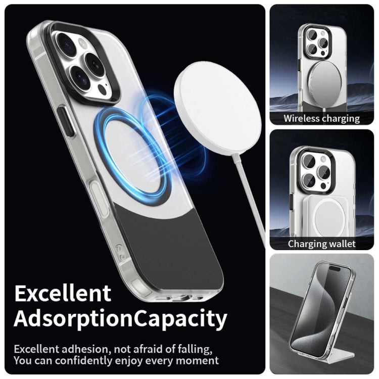 For iPhone 16 Pro Max Color Blocking Series MagSafe Magnetic PC Hybrid TPU Phone Case
