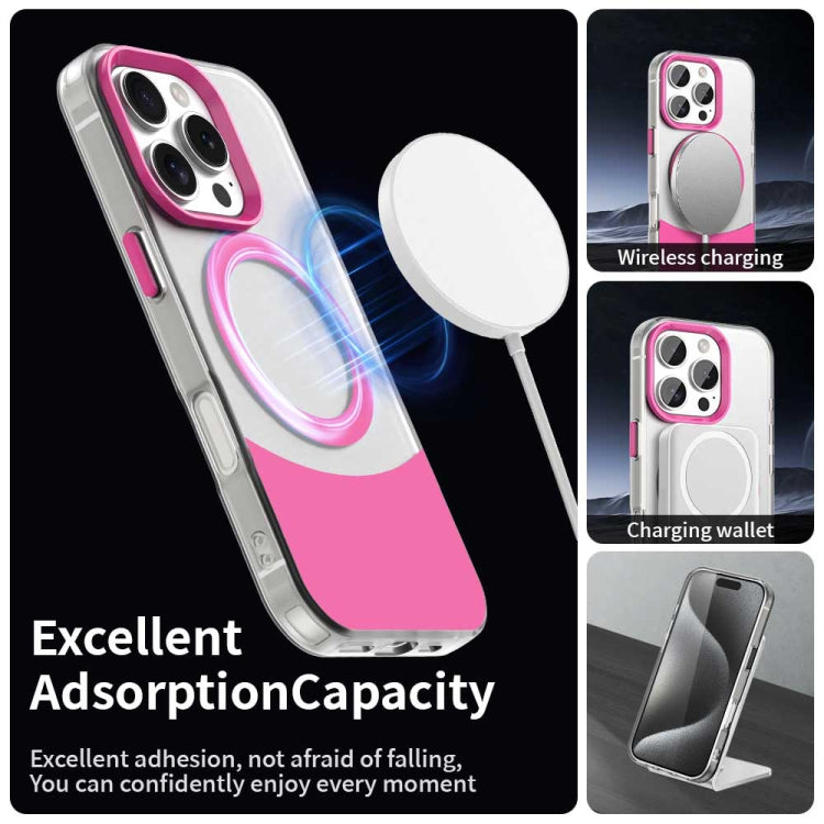 For iPhone 16 Pro Max Color Blocking Series MagSafe Magnetic PC Hybrid TPU Phone Case