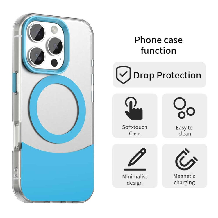 For iPhone 16 Pro Max Color Blocking Series MagSafe Magnetic PC Hybrid TPU Phone Case