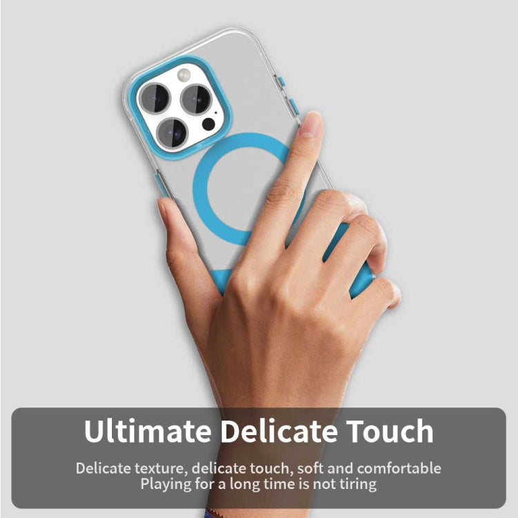 For iPhone 16 Pro Max Color Blocking Series MagSafe Magnetic PC Hybrid TPU Phone Case