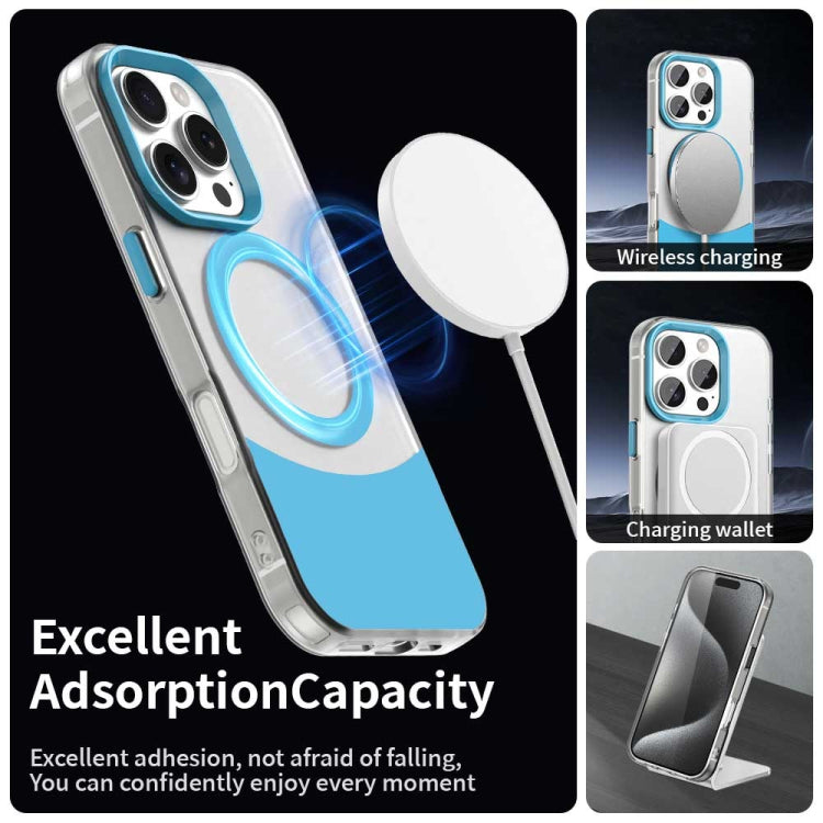 For iPhone 16 Pro Max Color Blocking Series MagSafe Magnetic PC Hybrid TPU Phone Case