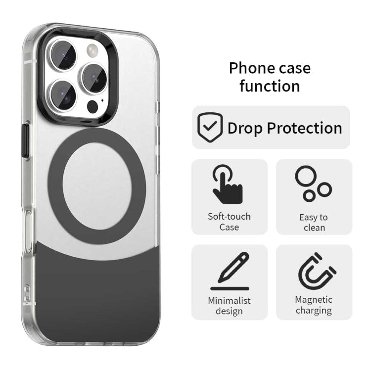 For iPhone 16 Pro Color Blocking Series MagSafe Magnetic PC Hybrid TPU Phone Case