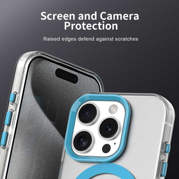 For iPhone 16 Pro Color Blocking Series MagSafe Magnetic PC Hybrid TPU Phone Case