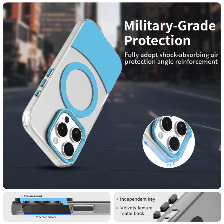 For iPhone 16 Pro Color Blocking Series MagSafe Magnetic PC Hybrid TPU Phone Case