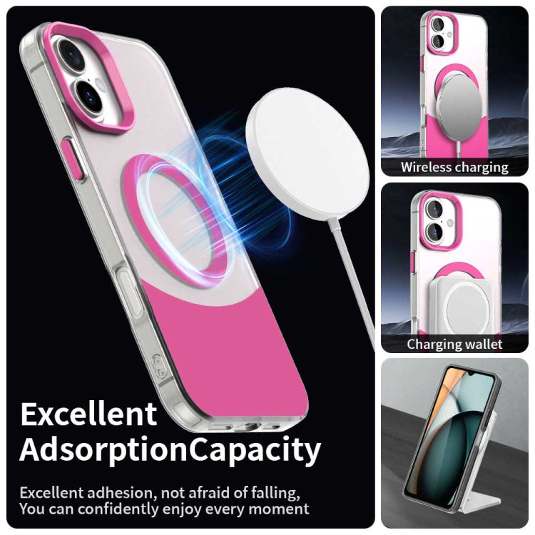 For iPhone 16 Plus Color Blocking Series MagSafe Magnetic PC Hybrid TPU Phone Case