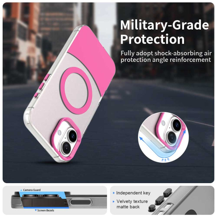 For iPhone 16 Plus Color Blocking Series MagSafe Magnetic PC Hybrid TPU Phone Case