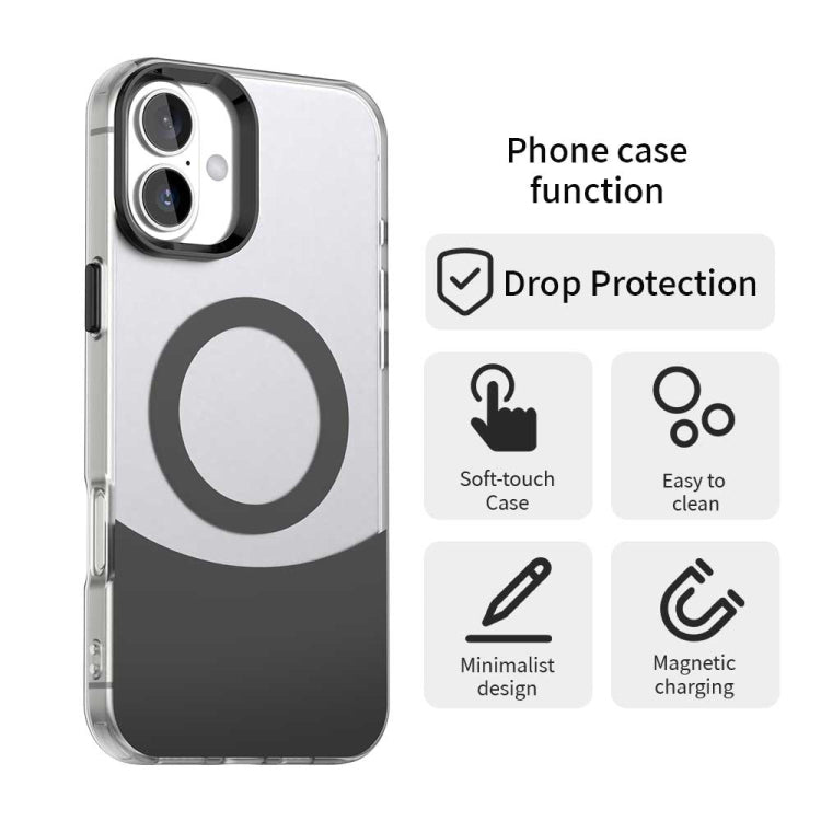 For iPhone 16 Color Blocking Series MagSafe Magnetic PC Hybrid TPU Phone Case