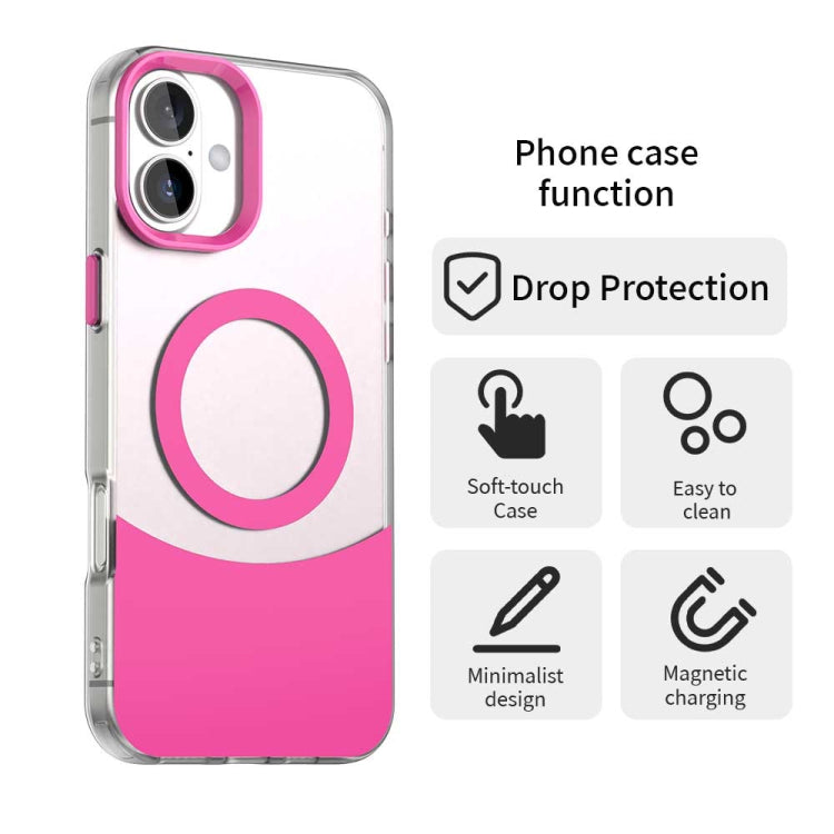 For iPhone 16 Color Blocking Series MagSafe Magnetic PC Hybrid TPU Phone Case