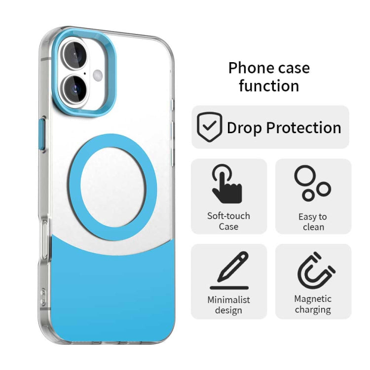 For iPhone 16 Color Blocking Series MagSafe Magnetic PC Hybrid TPU Phone Case