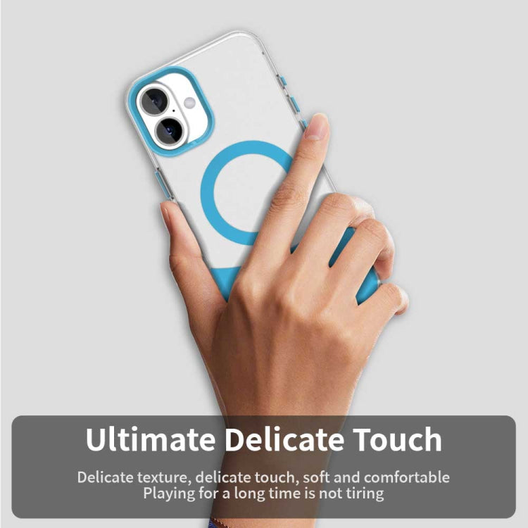 For iPhone 16 Color Blocking Series MagSafe Magnetic PC Hybrid TPU Phone Case