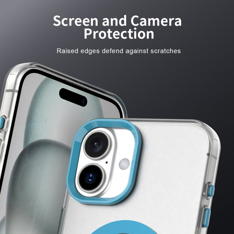 For iPhone 16 Color Blocking Series MagSafe Magnetic PC Hybrid TPU Phone Case