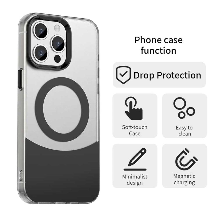 For iPhone 15 Pro Max Color Blocking Series MagSafe Magnetic PC Hybrid TPU Phone Case