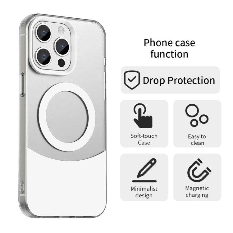 For iPhone 15 Pro Color Blocking Series MagSafe Magnetic PC Hybrid TPU Phone Case