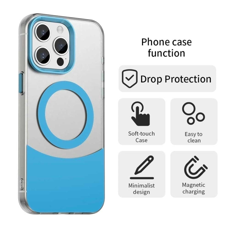 For iPhone 15 Pro Color Blocking Series MagSafe Magnetic PC Hybrid TPU Phone Case