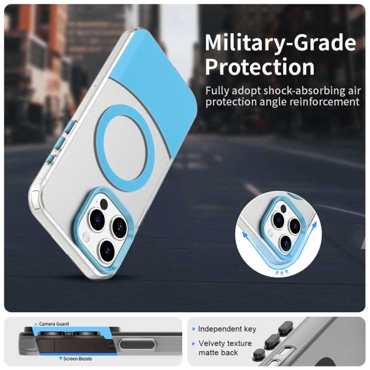 For iPhone 15 Pro Color Blocking Series MagSafe Magnetic PC Hybrid TPU Phone Case