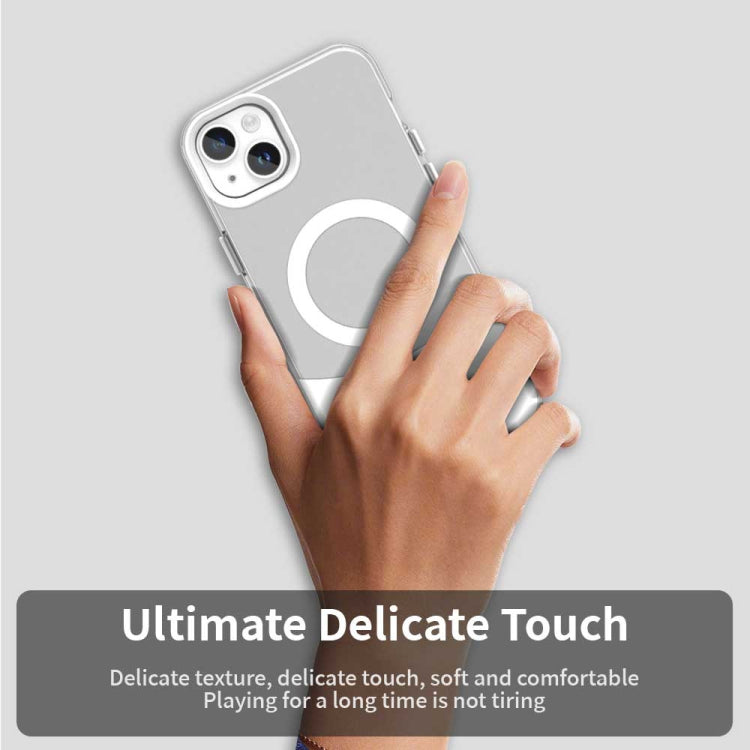 For iPhone 15 Plus Color Blocking Series MagSafe Magnetic PC Hybrid TPU Phone Case