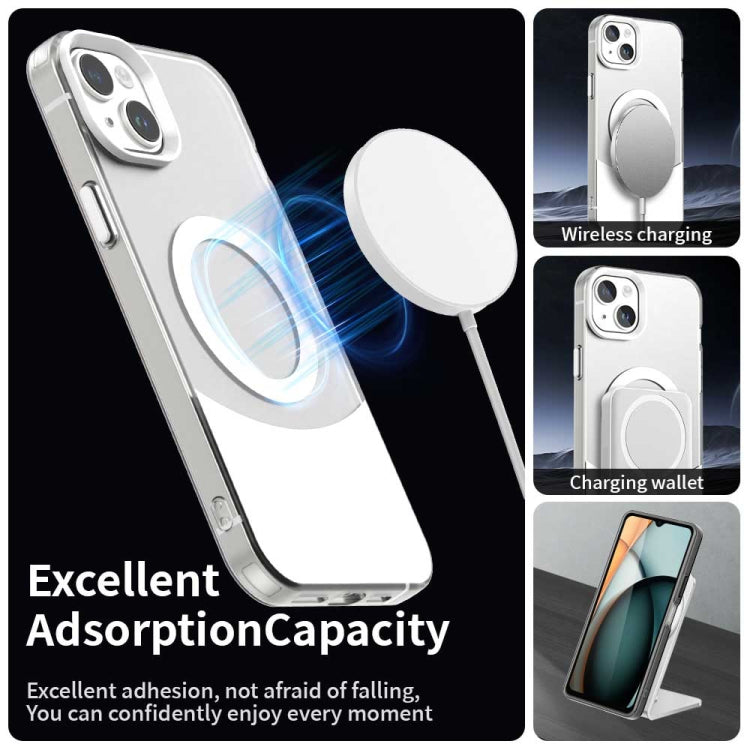 For iPhone 15 Plus Color Blocking Series MagSafe Magnetic PC Hybrid TPU Phone Case