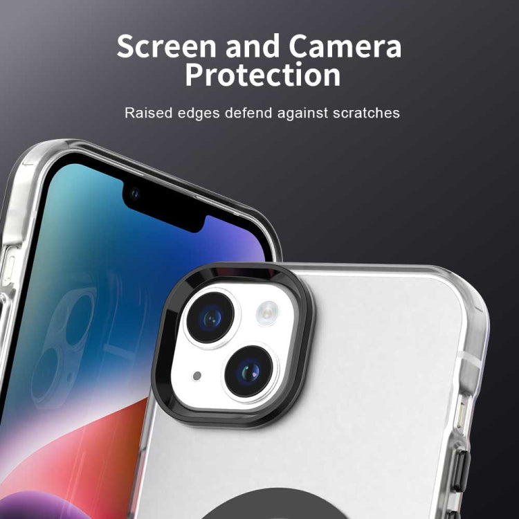 For iPhone 15 Color Blocking Series MagSafe Magnetic PC Hybrid TPU Phone Case