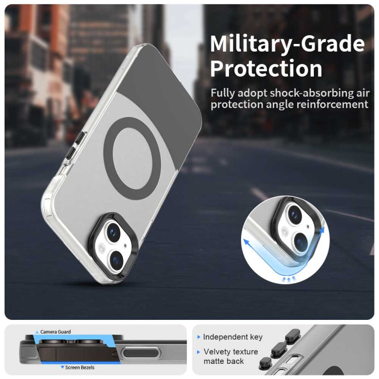For iPhone 15 Color Blocking Series MagSafe Magnetic PC Hybrid TPU Phone Case