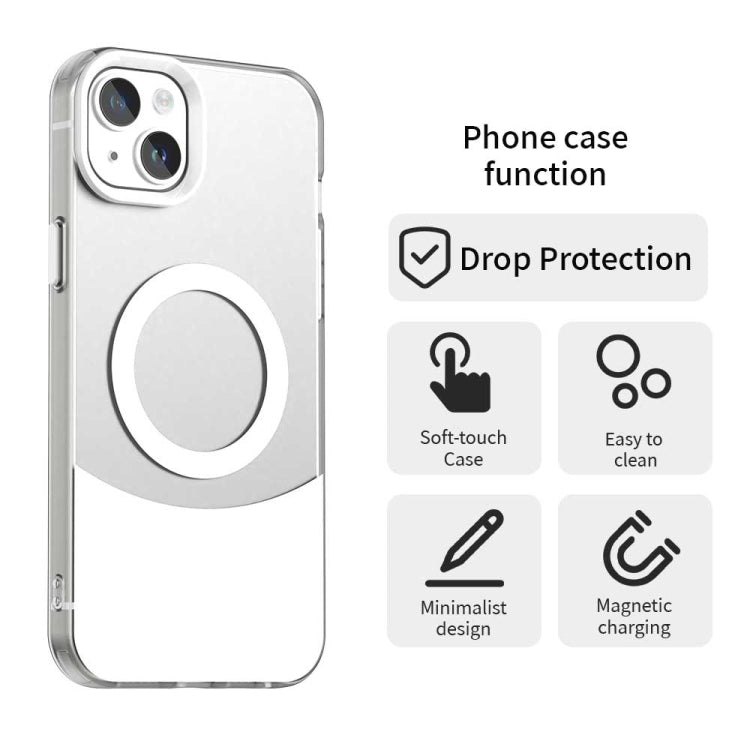 For iPhone 14 Plus Color Blocking Series MagSafe Magnetic PC Hybrid TPU Phone Case