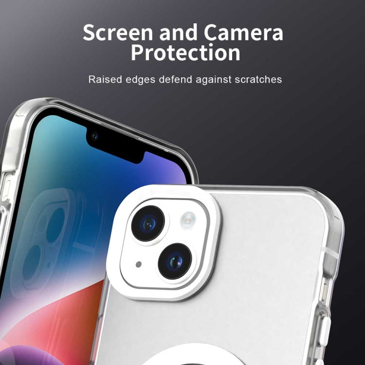 For iPhone 14 Plus Color Blocking Series MagSafe Magnetic PC Hybrid TPU Phone Case