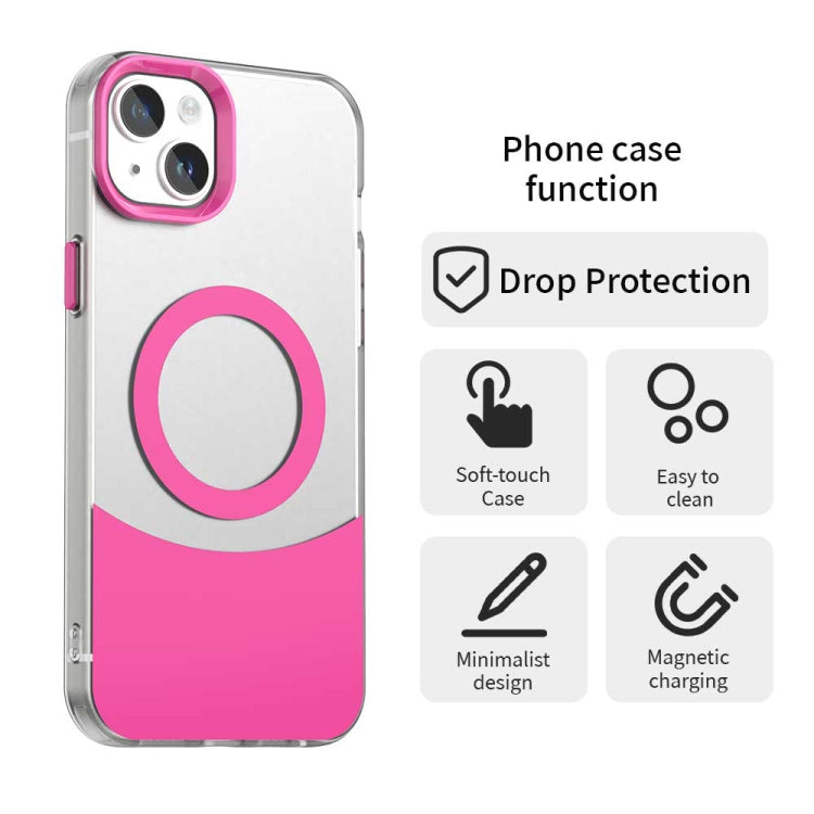 For iPhone 14 Plus Color Blocking Series MagSafe Magnetic PC Hybrid TPU Phone Case