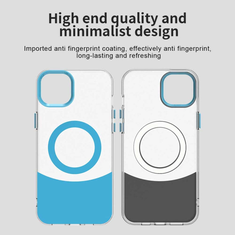For iPhone 14 Plus Color Blocking Series MagSafe Magnetic PC Hybrid TPU Phone Case