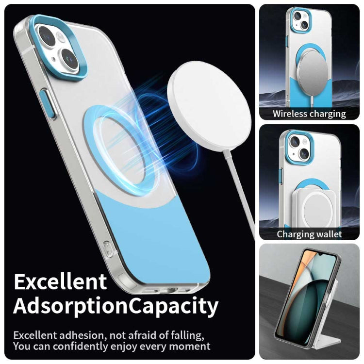 For iPhone 14 Plus Color Blocking Series MagSafe Magnetic PC Hybrid TPU Phone Case