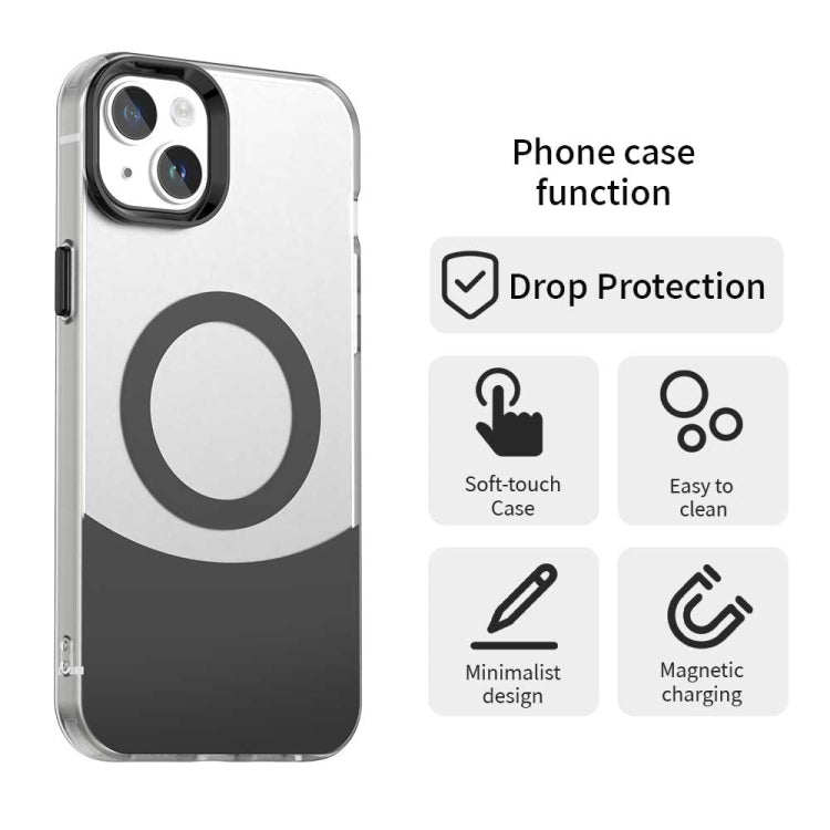 For iPhone 14 Color Blocking Series MagSafe Magnetic PC Hybrid TPU Phone Case