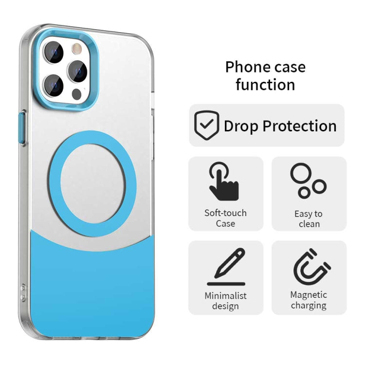 For iPhone 14 Pro Color Blocking Series MagSafe Magnetic PC Hybrid TPU Phone Case