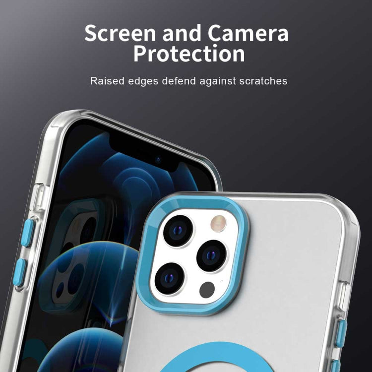 For iPhone 14 Pro Max Color Blocking Series MagSafe Magnetic PC Hybrid TPU Phone Case