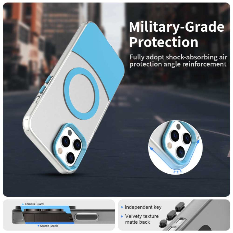 For iPhone 14 Pro Max Color Blocking Series MagSafe Magnetic PC Hybrid TPU Phone Case