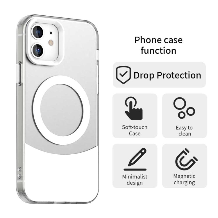 For iPhone 12 Color Blocking Series MagSafe Magnetic PC Hybrid TPU Phone Case