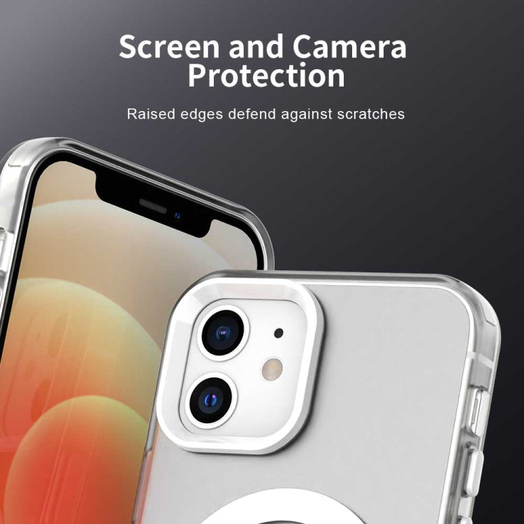 For iPhone 12 Color Blocking Series MagSafe Magnetic PC Hybrid TPU Phone Case
