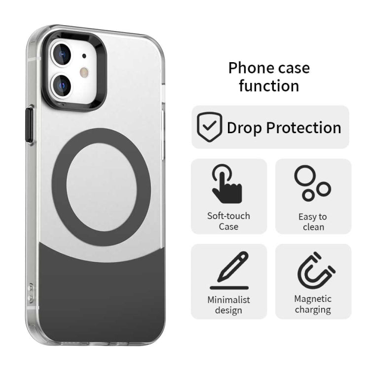 For iPhone 12 Color Blocking Series MagSafe Magnetic PC Hybrid TPU Phone Case