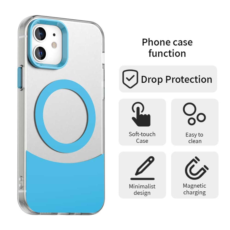 For iPhone 12 Color Blocking Series MagSafe Magnetic PC Hybrid TPU Phone Case
