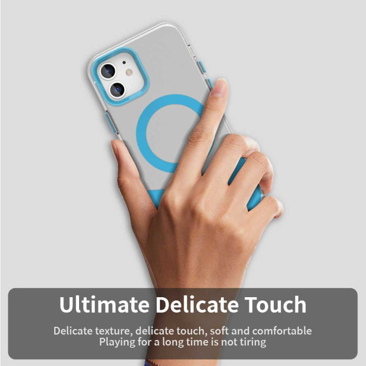 For iPhone 12 Color Blocking Series MagSafe Magnetic PC Hybrid TPU Phone Case