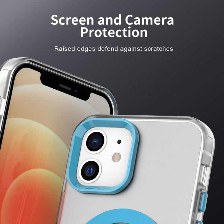 For iPhone 12 Color Blocking Series MagSafe Magnetic PC Hybrid TPU Phone Case